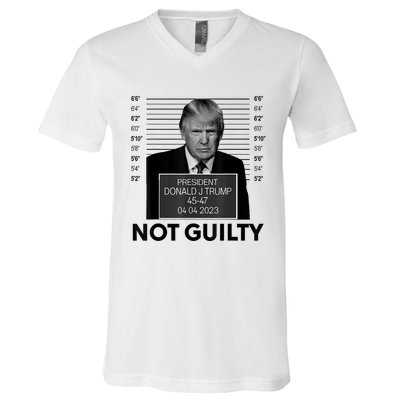 Donald Trump Mugshot Not Guilty Trump Supporter V-Neck T-Shirt