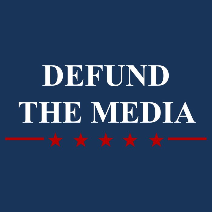 Defund The Media USA Star 7 Panel Mesh Trucker Snapback Hat