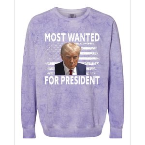 Donald Trump Most Wanted For President 2024 Pro Mugshot Colorblast Crewneck Sweatshirt