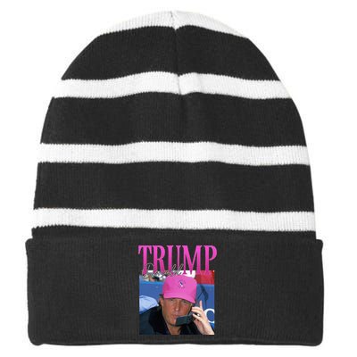 Donald Trump Miss Me Yet Vintage 90s Trump Striped Beanie with Solid Band