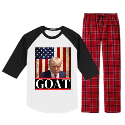 Donald Trump Mug Shot Goat Design American Flag Maga Funny Gift Raglan Sleeve Pajama Set