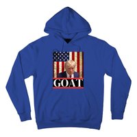 Donald Trump Mug Shot Goat Design American Flag Maga Funny Gift Hoodie