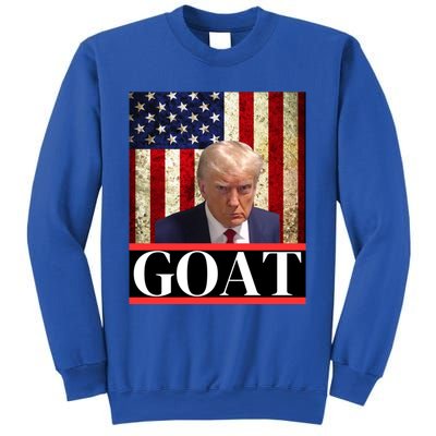 Donald Trump Mug Shot Goat Design American Flag Maga Funny Gift Sweatshirt