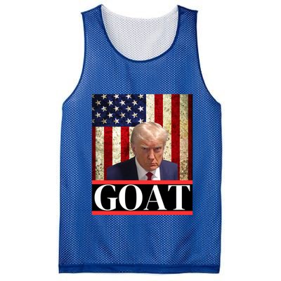 Donald Trump Mug Shot Goat Design American Flag Maga Funny Gift Mesh Reversible Basketball Jersey Tank