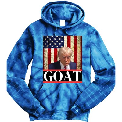 Donald Trump Mug Shot Goat Design American Flag Maga Funny Gift Tie Dye Hoodie