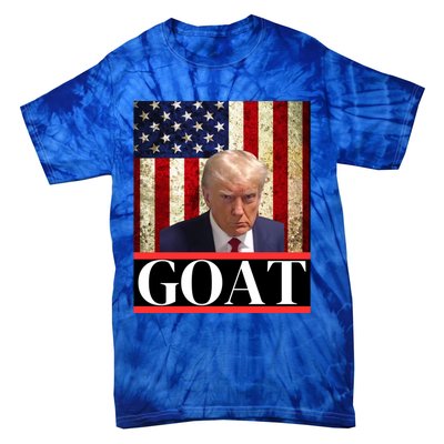 Donald Trump Mug Shot Goat Design American Flag Maga Funny Gift Tie-Dye T-Shirt