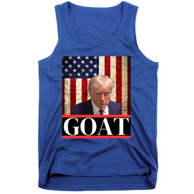 Donald Trump Mug Shot Goat Design American Flag Maga Funny Gift Tank Top