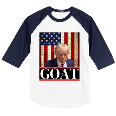 Donald Trump Mug Shot Goat Design American Flag Maga Funny Gift Baseball Sleeve Shirt