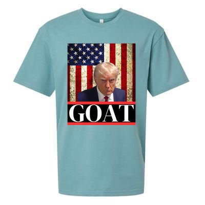 Donald Trump Mug Shot Goat Design American Flag Maga Funny Gift Sueded Cloud Jersey T-Shirt