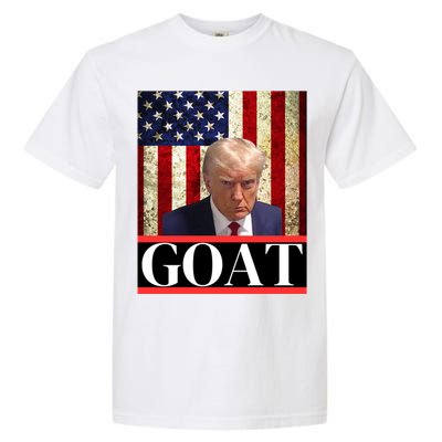 Donald Trump Mug Shot Goat Design American Flag Maga Funny Gift Garment-Dyed Heavyweight T-Shirt