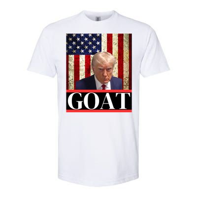 Donald Trump Mug Shot Goat Design American Flag Maga Funny Gift Softstyle CVC T-Shirt