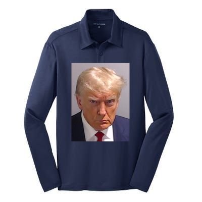 Donald Trump Mugshot Silk Touch Performance Long Sleeve Polo