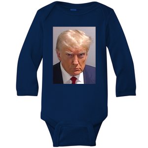 Donald Trump Mugshot Baby Long Sleeve Bodysuit