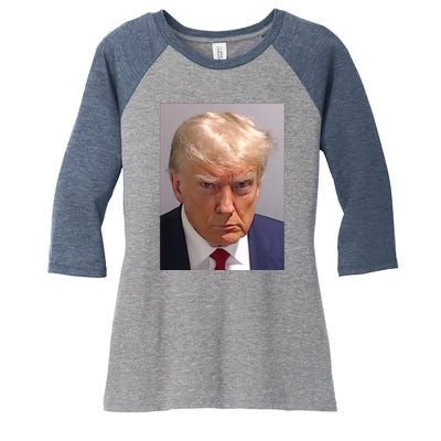 Donald Trump Mugshot Women's Tri-Blend 3/4-Sleeve Raglan Shirt