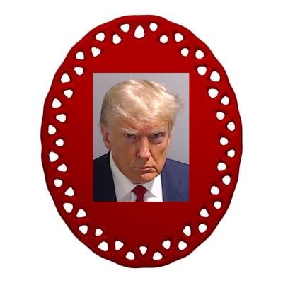 Donald Trump Mugshot Ceramic Oval Ornament