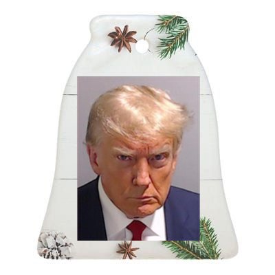 Donald Trump Mugshot Ceramic Bell Ornament