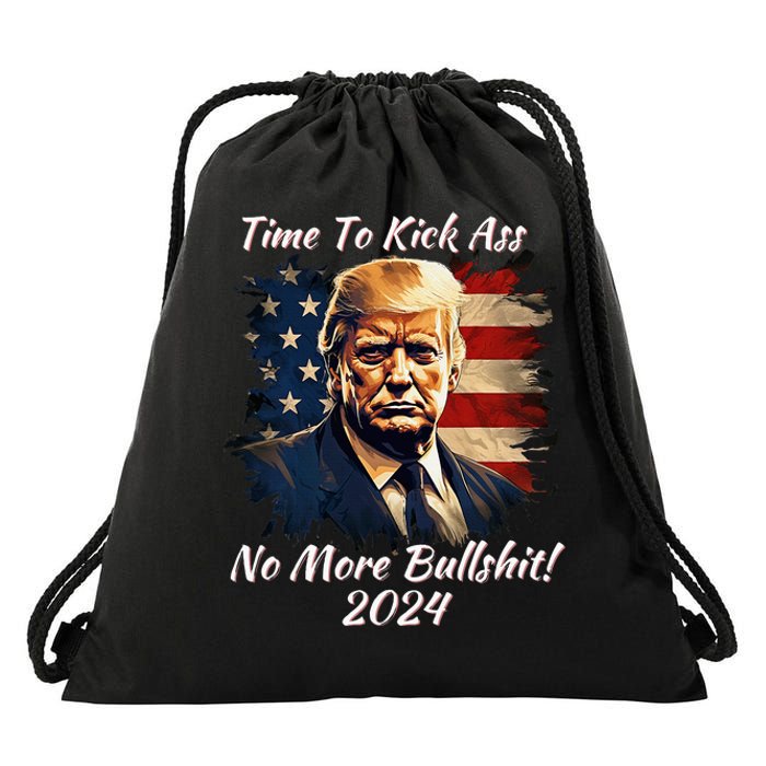 Donald Trump My President 2024 America Mug Shot Flag Drawstring Bag