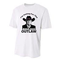 Donald Trump Maga IM Voting For The Outlaw 2024 President Youth Performance Sprint T-Shirt