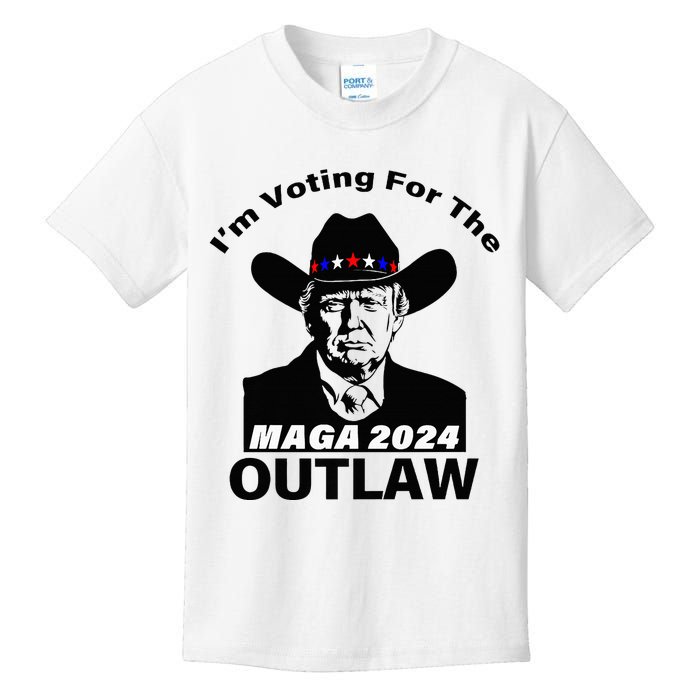 Donald Trump Maga IM Voting For The Outlaw 2024 President Kids T-Shirt