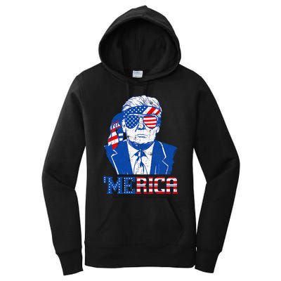 Donald Trump Merica Trump Sunglass Us Flag Women's Pullover Hoodie