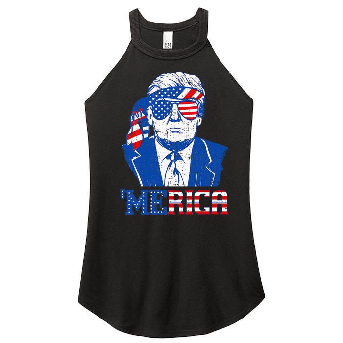 Donald Trump Merica Trump Sunglass Us Flag Women’s Perfect Tri Rocker Tank