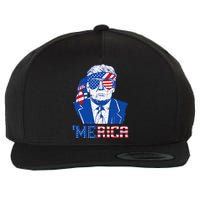 Donald Trump Merica Trump Sunglass Us Flag Wool Snapback Cap