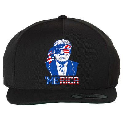 Donald Trump Merica Trump Sunglass Us Flag Wool Snapback Cap