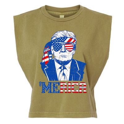 Donald Trump Merica Trump Sunglass Us Flag Garment-Dyed Women's Muscle Tee