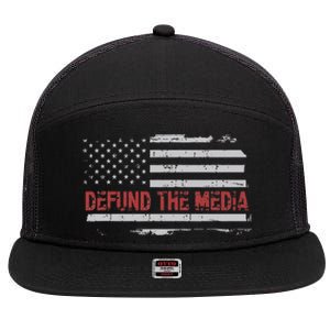 Defund The Media Defund Mainstream Media 7 Panel Mesh Trucker Snapback Hat