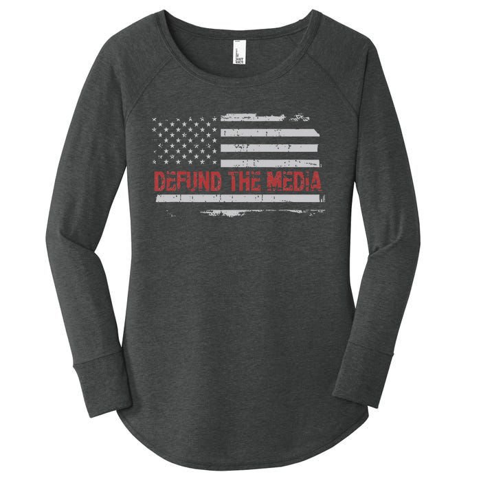 Defund The Media Defund Mainstream Media Women's Perfect Tri Tunic Long Sleeve Shirt