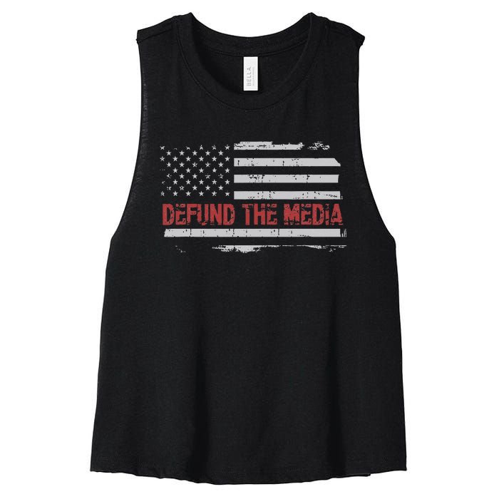 Defund The Media Defund Mainstream Media Women's Racerback Cropped Tank