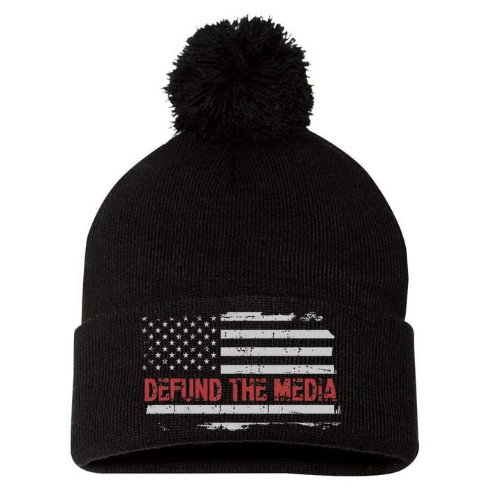 Defund The Media Defund Mainstream Media Pom Pom 12in Knit Beanie