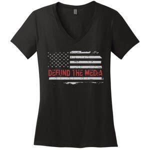 Defund The Media Defund Mainstream Media Women's V-Neck T-Shirt