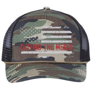 Defund The Media Defund Mainstream Media Retro Rope Trucker Hat Cap