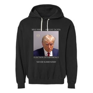 Donald Trump Mug Shot August 24 2024 Election Interference Garment-Dyed Fleece Hoodie