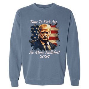 Donald Trump My President 2024 America Mug Shot Flag Funny Garment-Dyed Sweatshirt