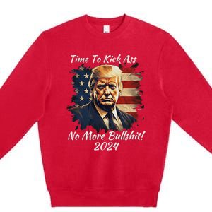 Donald Trump My President 2024 America Mug Shot Flag Funny Premium Crewneck Sweatshirt