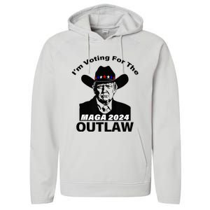 Donald Trump Maga IM Voting For The Outlaw 2024 President Performance Fleece Hoodie