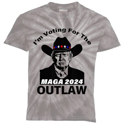 Donald Trump Maga IM Voting For The Outlaw 2024 President Kids Tie-Dye T-Shirt