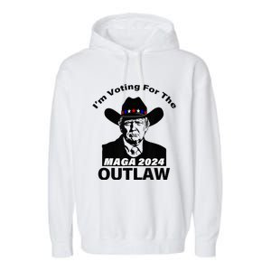 Donald Trump Maga IM Voting For The Outlaw 2024 President Garment-Dyed Fleece Hoodie