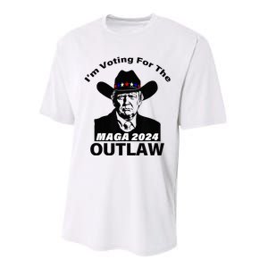 Donald Trump Maga IM Voting For The Outlaw 2024 President Performance Sprint T-Shirt