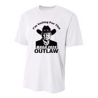 Donald Trump Maga IM Voting For The Outlaw 2024 President Youth Performance Sprint T-Shirt