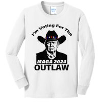 Donald Trump Maga IM Voting For The Outlaw 2024 President Kids Long Sleeve Shirt