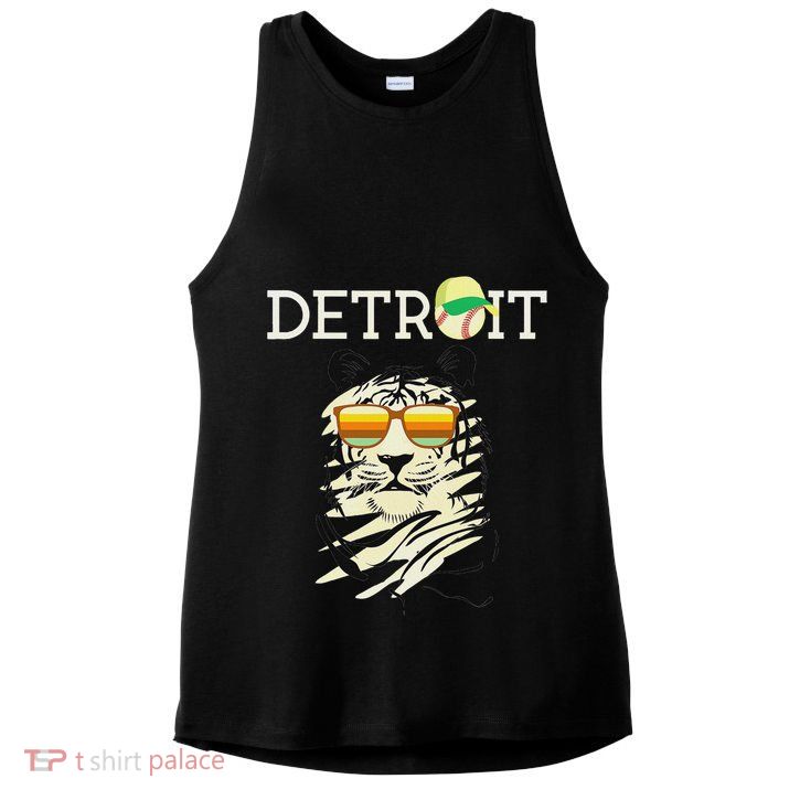 Distressed Tiger Mascot Cool Detroit Tiger Ladies PosiCharge Tri-Blend Wicking Tank