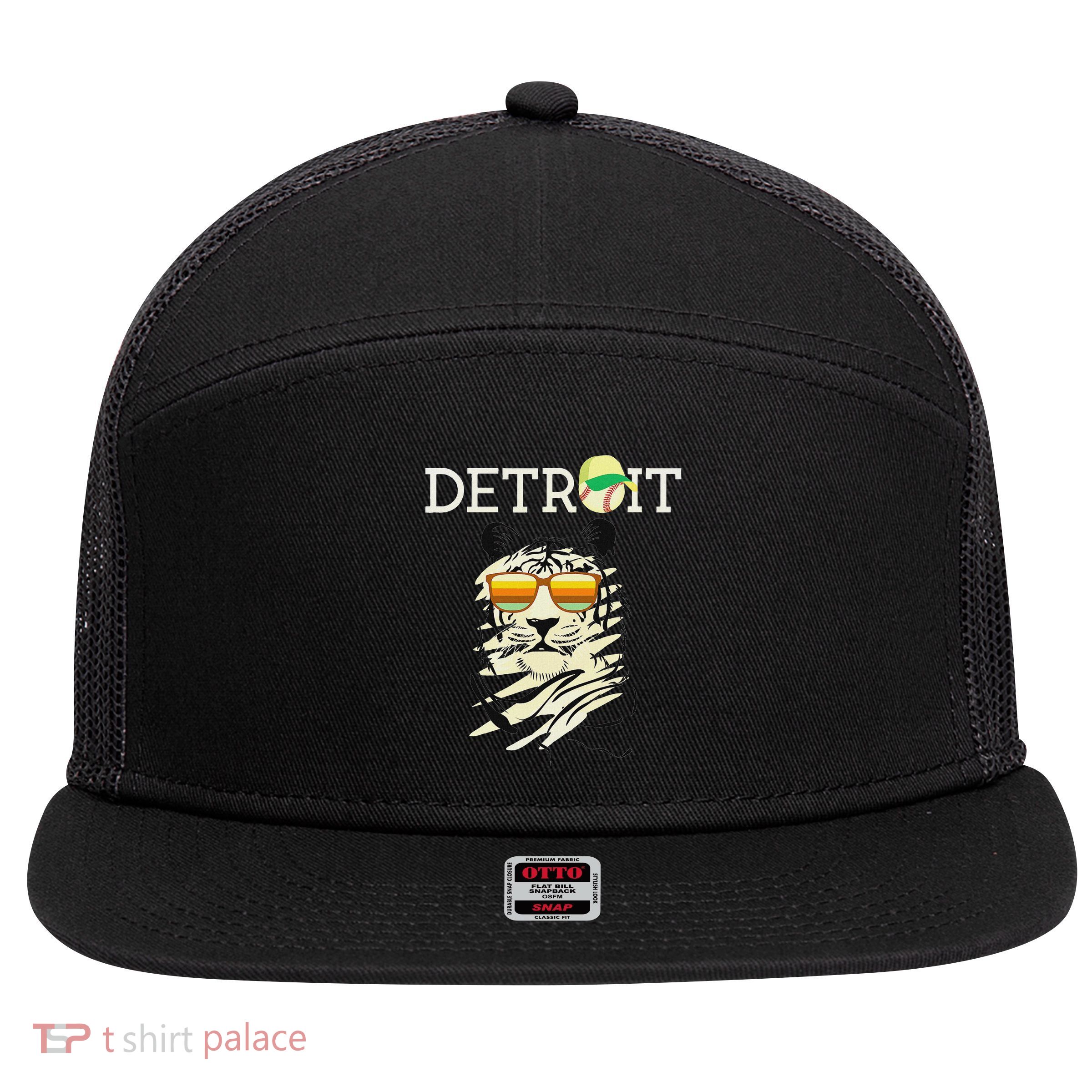 Distressed Tiger Mascot Cool Detroit Tiger 7 Panel Mesh Trucker Snapback Hat