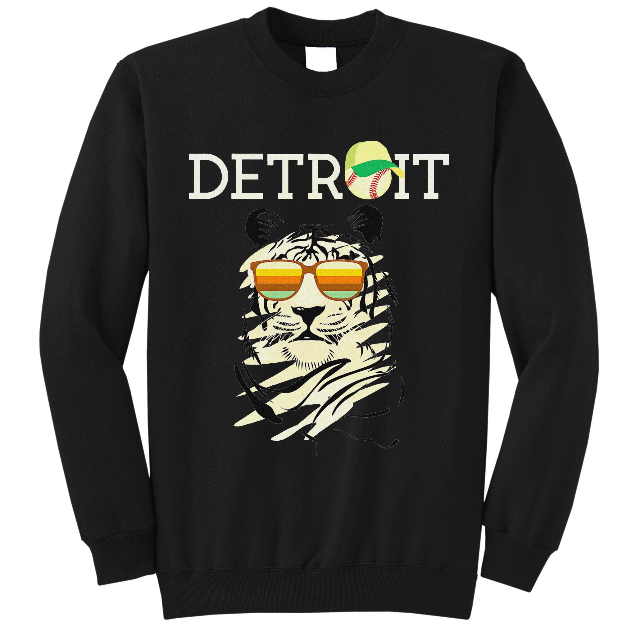 Distressed Tiger Mascot Cool Detroit Tiger Tall Sweatshirt