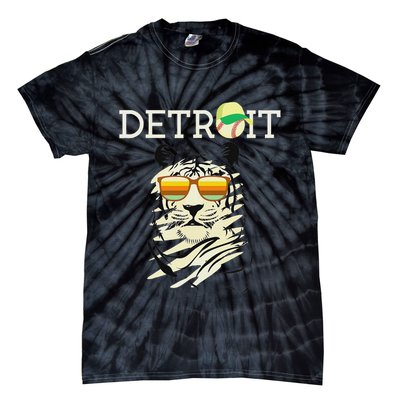 Distressed Tiger Mascot Cool Detroit Tiger Tie-Dye T-Shirt