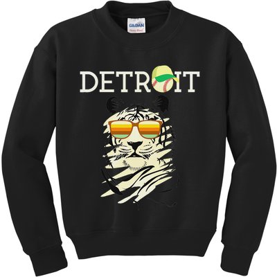 Distressed Tiger Mascot Cool Detroit Tiger Kids Sweatshirt