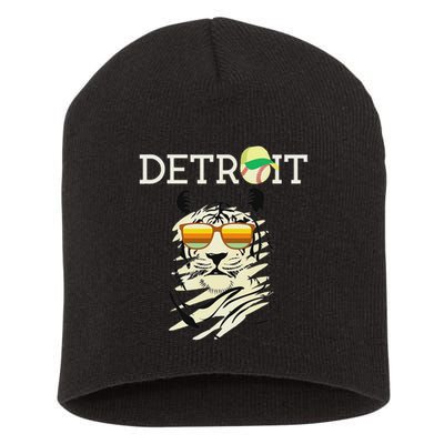 Distressed Tiger Mascot Cool Detroit Tiger Short Acrylic Beanie