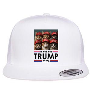 Donald Trump Make Cats Safe Again 2024 Flat Bill Trucker Hat